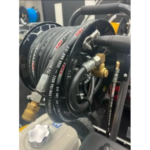 15m 3/8” Twin Braided High Pressure Hose on Reel from High Pressure Jetters, Queensland (QLD). (Character Count: $105$)