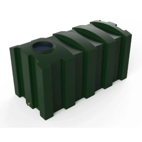 Bushmans 2000L UV-stabilized poly under deck tank featuring dual 25mm brass outlets and 90mm overflow