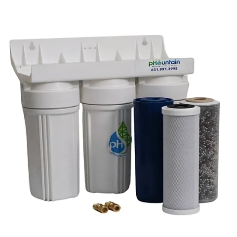 pHountain pHresh 3-Stage water system, a salt-free filter that removes chlorine, lead, and heavy metals.