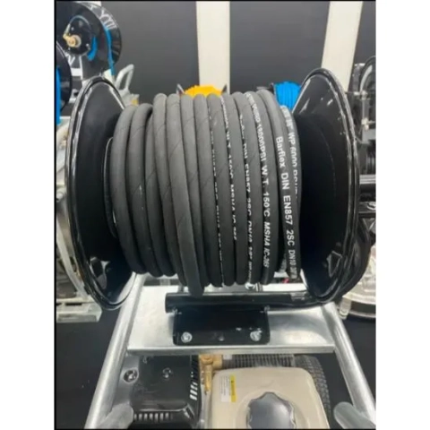 30m 3/8” Twin Braided High Pressure Hose on Reel from High Pressure Jetters, Queensland (QLD). (Character Count: $106$)