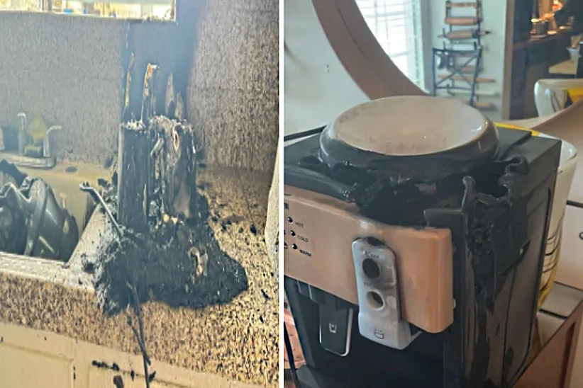 Shioucy countertop water dispenser exploded and caught fire.