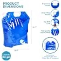 ACOWAY brand profile graphic displaying product dimensions for blue water bag