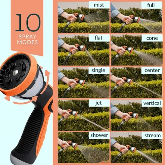 ALMA Garden Hose Nozzle with 10 Spray Patterns