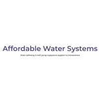 Affordable Water Systems logo featuring a green and blue multi-layered water droplet icon next to the stacked navy blue wordmark "Affordable Water Systems" on a white background