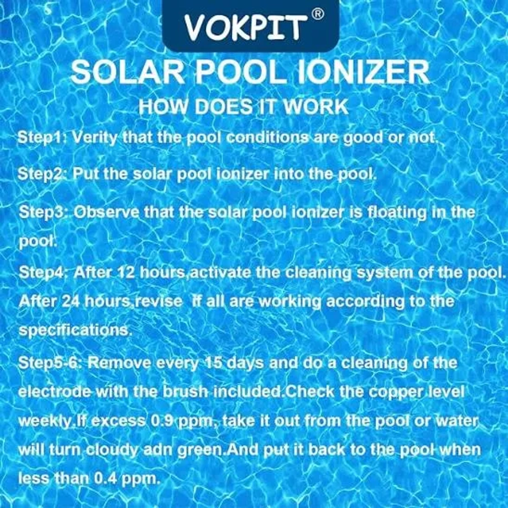 VOKPIT 45000 Gallons Solar Pool Ionizer