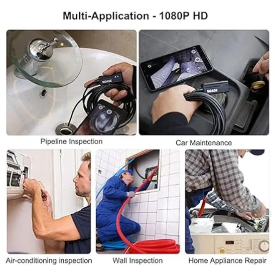 NIDAGE Endoscope Camera is used in wall, pipeline, and air-conditioning inspection, as well as car and appliance repair.