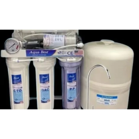Aqua Best multi-stage water purifier system with storage tank for home drinking water in Al Ain.