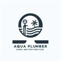Aqua Plumber Dubai Water Pump Services logo featuring water drop, wrench, and plumbing theme in Dubai