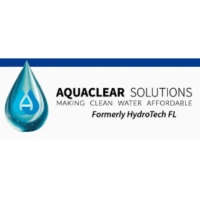 AquaClear Solutions logo featuring a 3D crystalline water droplet with an internal "A" monogram and modern black typography