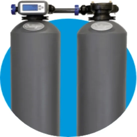Hart Water Conditioning dual-tank water softener system, providing continuous, chemical-free soft water for the home.