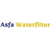 Yellow and dark blue Asfa Water Filter logo representing a water purification company brand mark