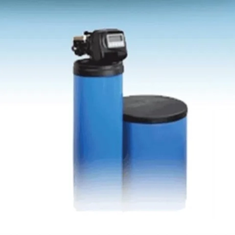 Blue B and B Water Softener with a digital head, designed for high-efficiency residential hard water treatment