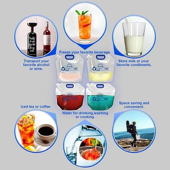 WaterStorageCube Collapsible Camping Water Container Bag is used for freezing and transporting different beverages. 