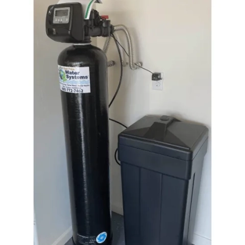 Best Price Water Systems whole house water softener with black resin tank and square brine tank