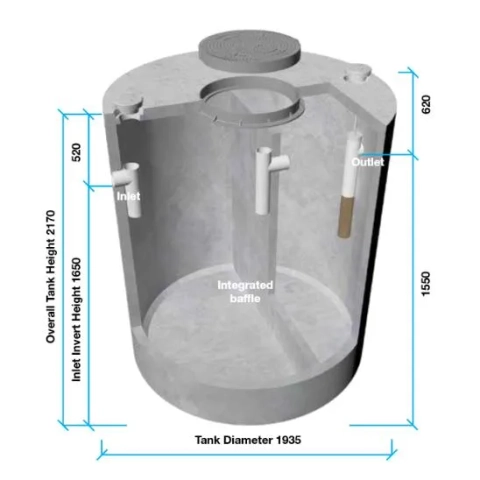 BIOSeptic concrete septic tank for residential wastewater, featuring a durable power-free design.