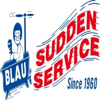 Blau Sudden Service logo from 1960 for fast plumbing and HVAC repair services in Milwaukee, WI
