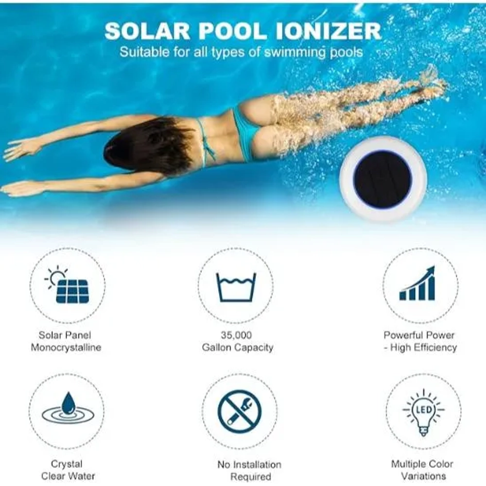 Bsteciar 35000 Gallan Solar Pool Ionizer-Floating Water Maintenance
