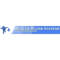 Butler Water Systems logo: blue graphic with figure and water drop, advertising pure water