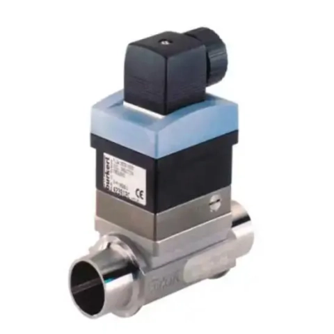 Bürkert Paddle Flowmeter: Quick bayonet catch connection, stainless steel/brass options, suitable for water and low-aggression chemicals. (Character Count: 109)
