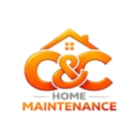 C and C Home Maintenance official logo featuring an orange house roofline for property care services.