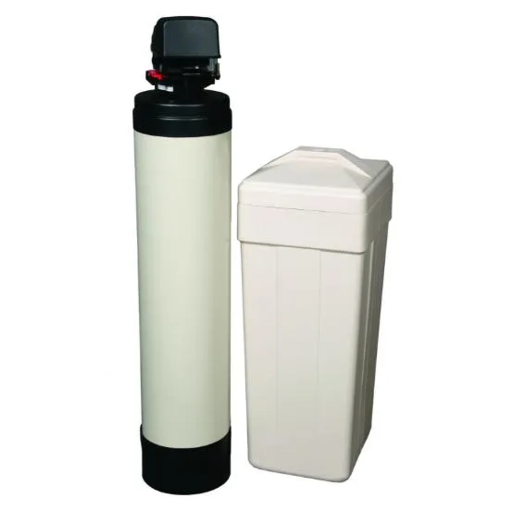 Two-piece Charger Pro H2O 455 Water Softener unit featuring a light-colored resin tank and large brine tank.