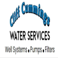 High-contrast typographic emblem for Cliff Cummings, specializing in complete well water infrastructure solutions, irrigation pump servicing, and residential water filter setups