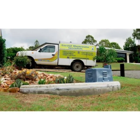 Failed septic system showing ponding effluent. Coastal Wastewater Specialists (Hervey Bay) offers replacements and upgrades.