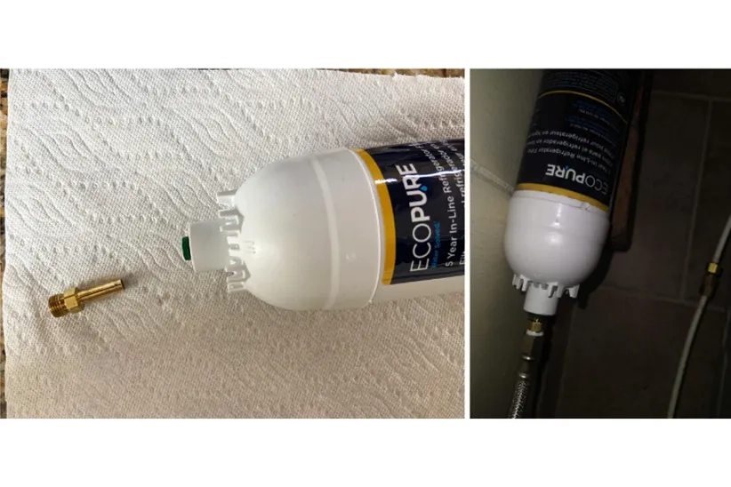 The connect fitting of the EcoPure EPINL inline water filter Popped Out of the Filter.