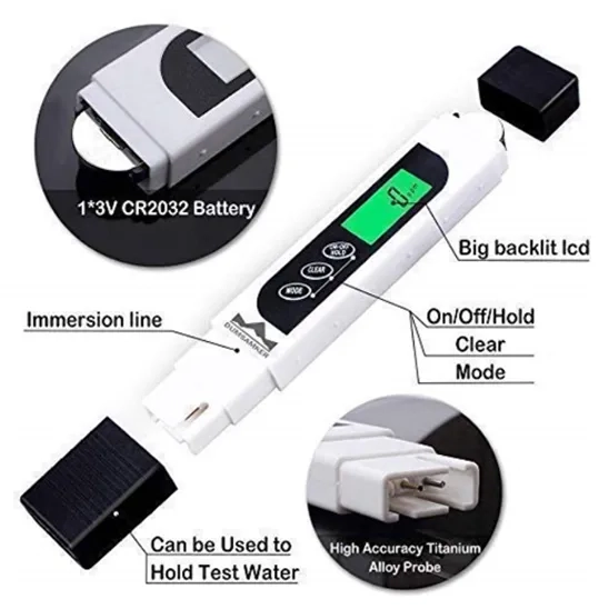 DUMSAMKER 3-in-1 Temperature, EC, and Total Dissolved Solids Meter