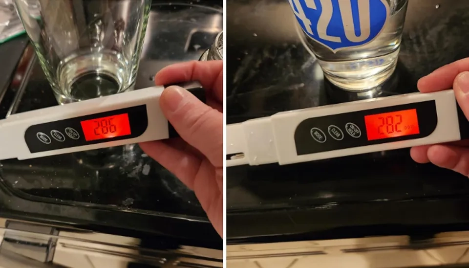 DUMSAMKER 3-in1 Digital Water Tester The product seems defective; the same results for tap water (Left) and filtered water (Right)