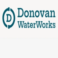 Professional trade brand mark for Donovan WaterWorks, highlighting residential plumbing repairs, water heater replacements, commercial drain cleaning, and emergency pipe leak fixes