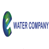 Professional brand mark for E Water Company, highlighting eco-friendly drinking water purification, sustainable water softeners, commercial filtration systems, and home water treatment services