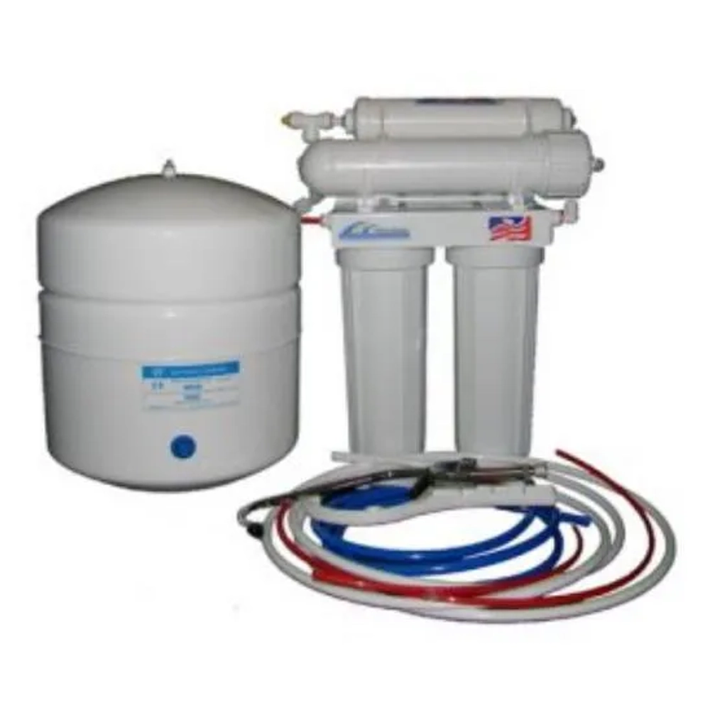 Eastern Water Conditioning RO system: pressure tank, dual housings, and filtration unit.