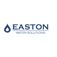 Easton Water Solutions logo featuring a navy blue water droplet emblem alongside stacked corporate typography divided by a thin horizontal rule on a white background