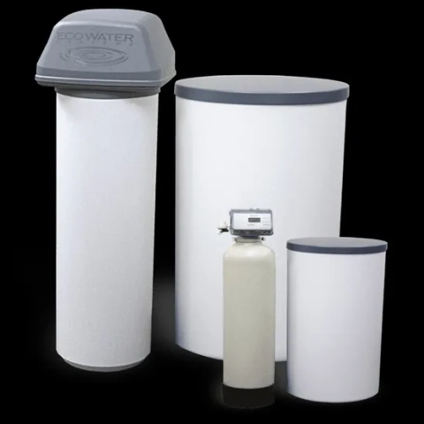 EcoWater EEC1502R25 water softener system with high-capacity tanks and digital control valve.