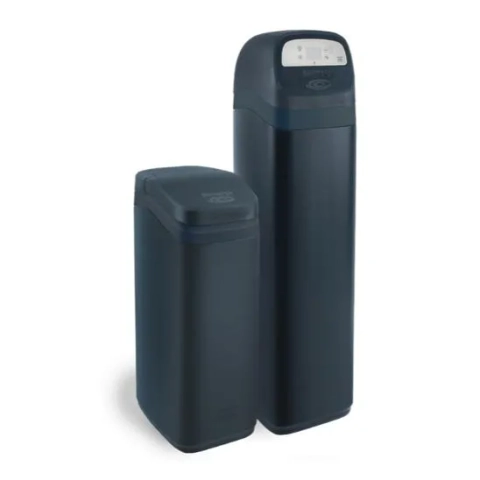 EcoWater ESD2802 Series black water softener, featuring a sleek, electronic control head and separate brine tank.