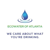 EcoWater of Atlanta logo Blue water drop design, providing water filtration and softening services.
