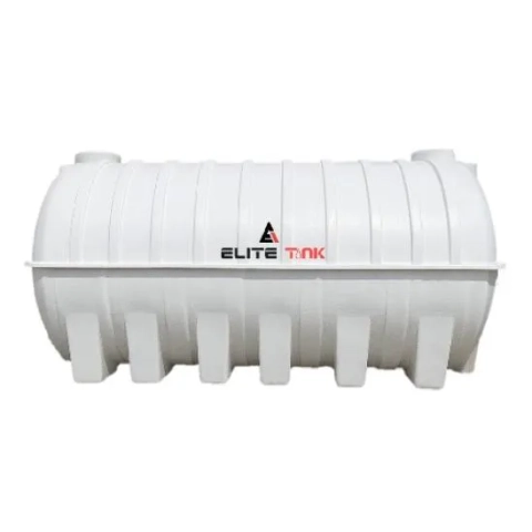 White Elite Tank horizontal polyethylene storage tank featuring reinforced ribs and molded legs