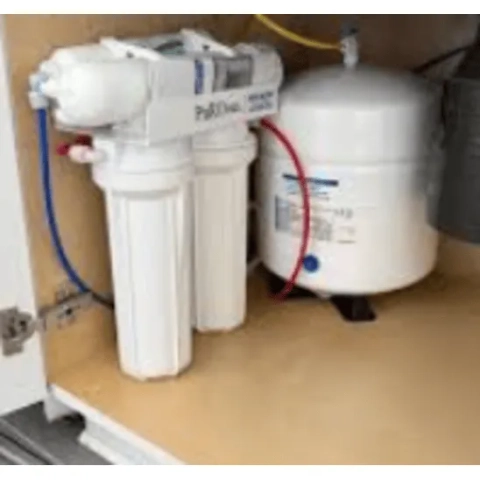 Complete domestic under-counter drinking water purification loop featuring a dedicated storage tank, supplied by Elite Plumbing & Home Services