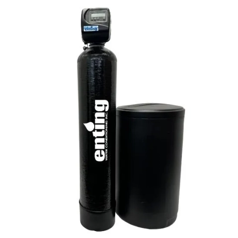 Enting Water Conditioning water treatment system: two-tank softener with an electronic control valve.