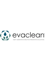 Evaclean brand profile logo featuring a water drop, leaves, and infection prevention tagline