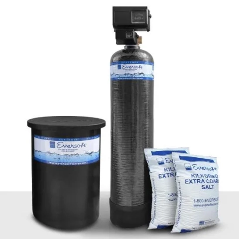 Water conditioning equipment: EverSoft Single Water Softener unit ready for installation, including the required salt.
