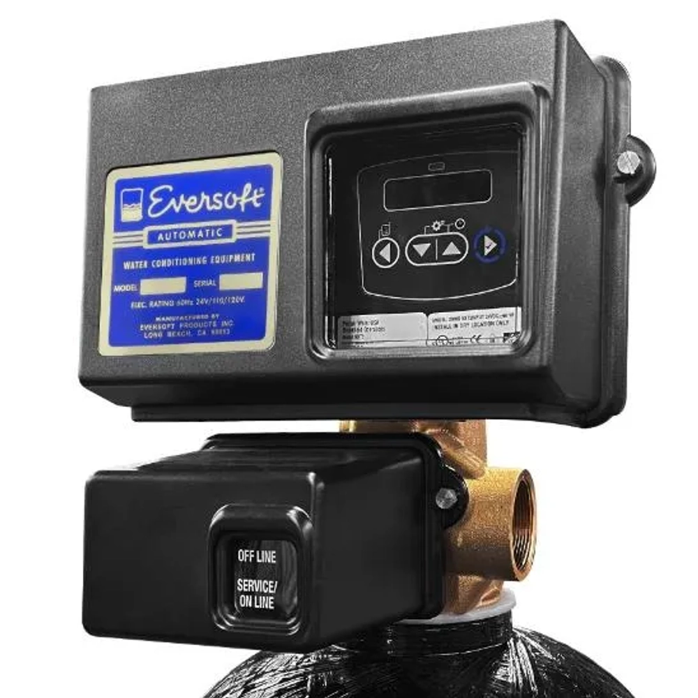 EverSoft Automatic Water Conditioning Equipment control head with digital display and service/off-line switch.