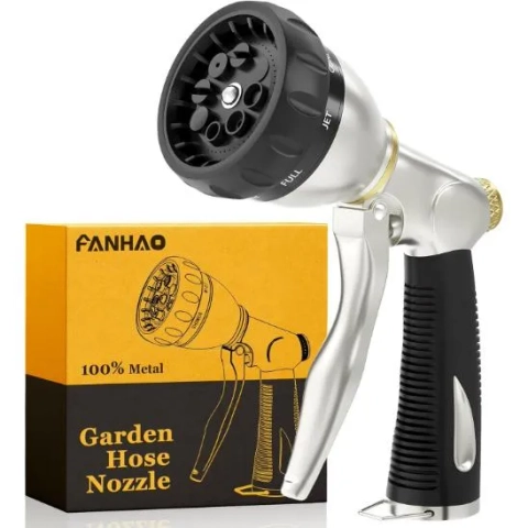 FANHAO 8-Spray Patterns Heavy Duty Garden Hose Nozzle