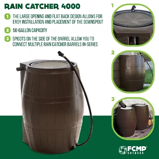 FCMP Outdoor RC4000 50-Gallon Rainwater Barrel 