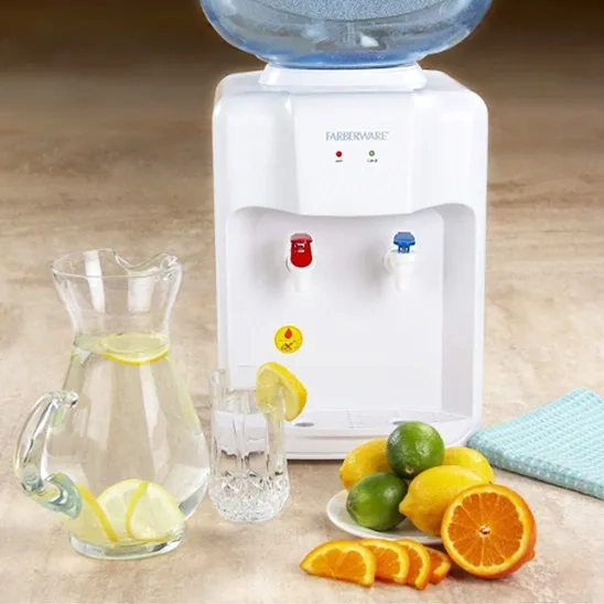 Chilled water is obtained from Farberware FW-WD211 countertop water dispenser.