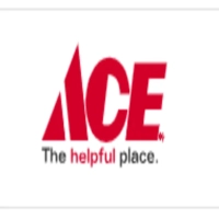 Ace Hardware logo featuring the bold red uppercase wordmark "ACE" above the slogan "The helpful place." with the word helpful highlighted in red on a white background