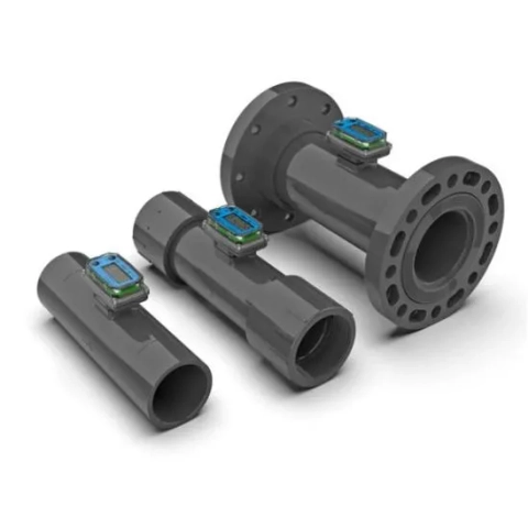 Flomec TM series inline water meter with Q9 display; 1/2” to 4” size, multiple connection options. (Character Count: 104)