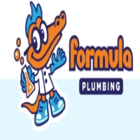 Formula Plumbing logo featuring an orange alligator scientist mascot in a lab coat and bold orange typography, representing technical expertise in plumbing services