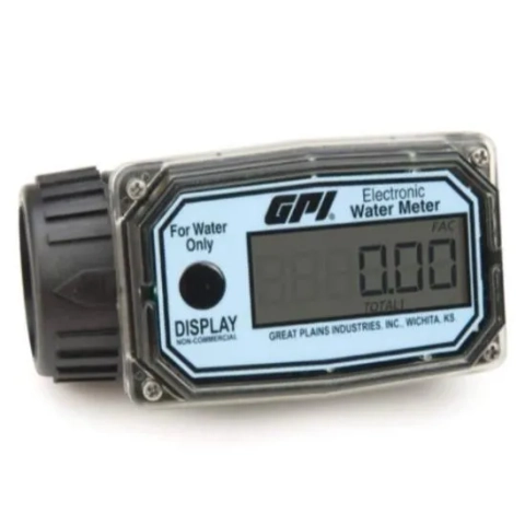 Flomec 01 Economy turbine meter in Nylon/Aluminum for water, fuel, or light chemical service. (Character Count: 104)